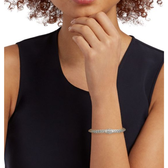 JOHN HARDY Classic Sterling Silver Chain Diamond Bracelet - Gift Wrapped! - Picture 3 of 8